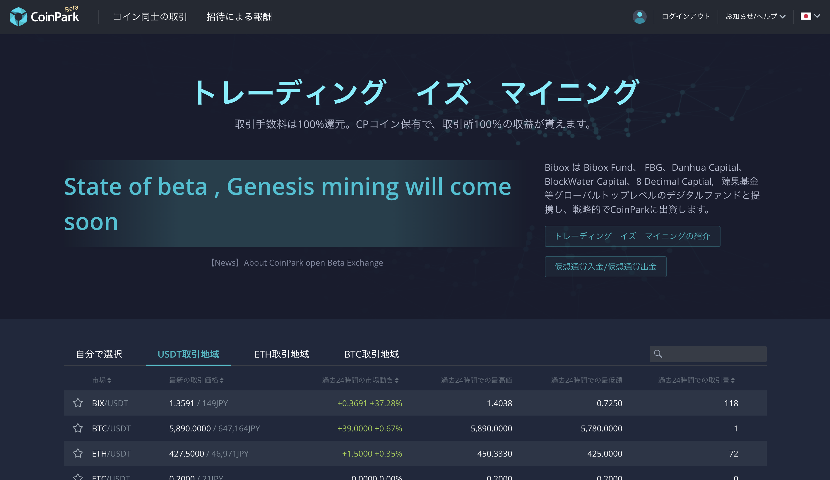 CoinPark最新情報！Genesis Miningを明日から開始！